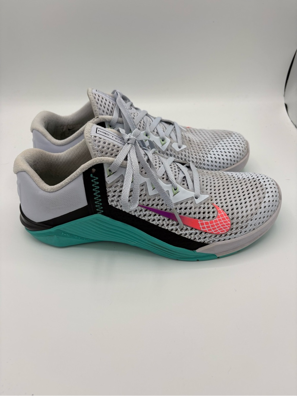 Nike Wmns Metcon 6 'Football Grey Jade' Lifting Shoes AT3160-020 Teal Size 9
